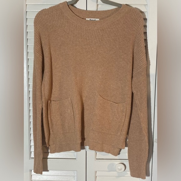 Madewell Sweaters - Madewell Tan Patch Pocket Sweater, Size S, 2 Pockets, Cotton/Viscose/Nylon